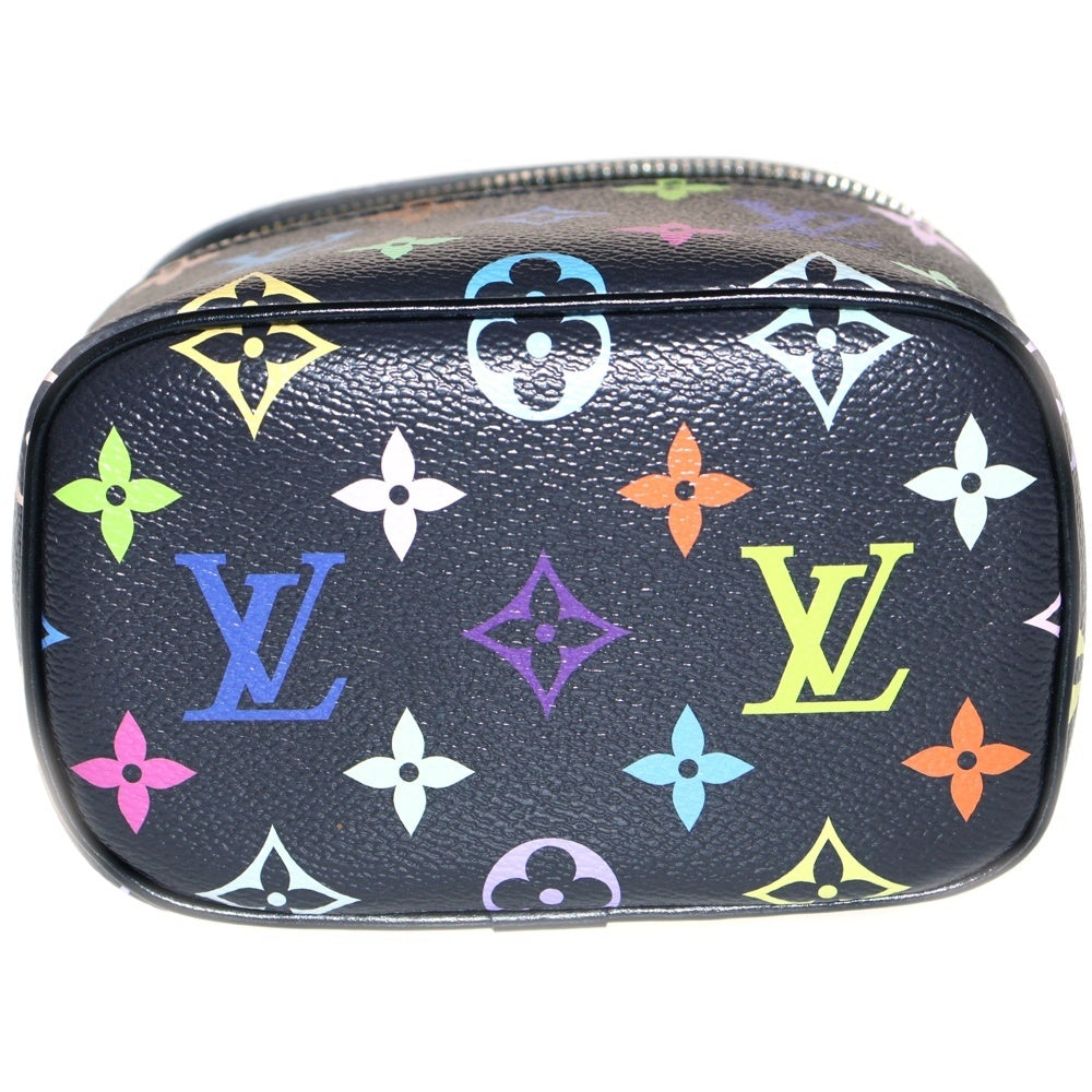 LOUIS VUITTON(ルイヴィトン) モノグラム マルチカラー ニース ミニ ハンドバッグ ポーチ ケース バニティ ブラックレザー×PVC シルバー金具 M13747
