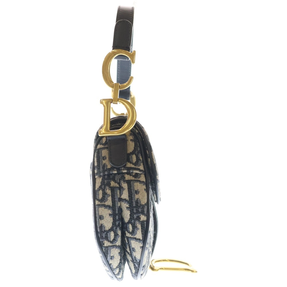 Christian Dior(クリスチャンディオール) オブリーク サドルバッグ ハンドバッグ ネイビー キャンバス ワンショルダーバッグ