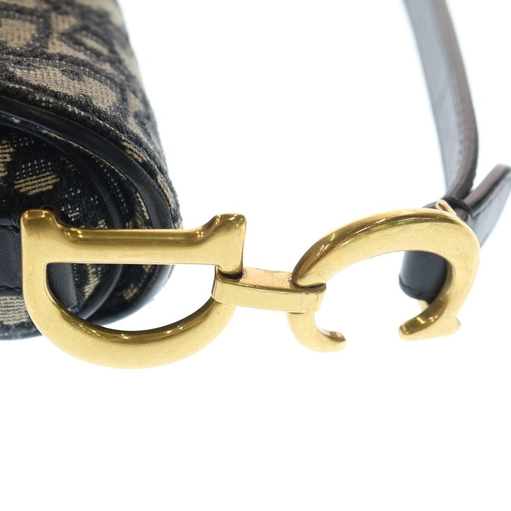 Christian Dior(クリスチャンディオール) オブリーク サドルバッグ ハンドバッグ ネイビー キャンバス ワンショルダーバッグ