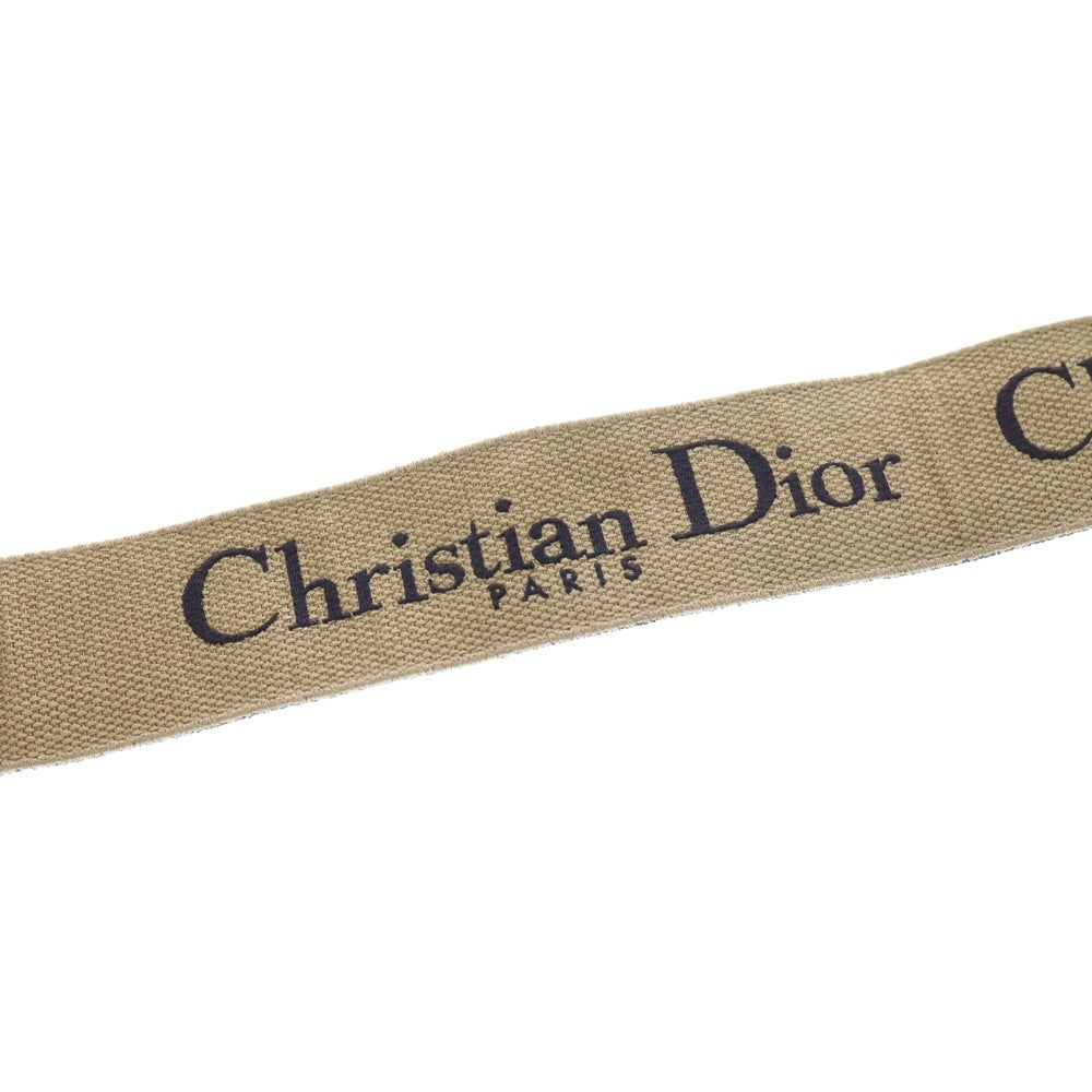 Christian Dior(クリスチャンディオール) エンブロイダリー ショルダーストラップ ネイビー キャンバス×レザー