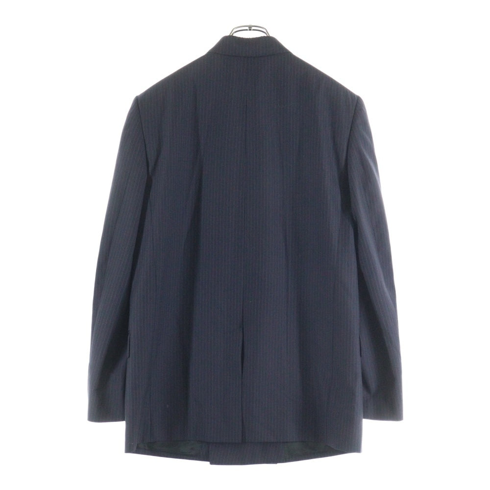 CELINE(セリーヌ) エディ期 ピンストライプ総柄 ウール ダブルブレスト ピークドラペル テーラードジャケット ネイビー 2V52F503R