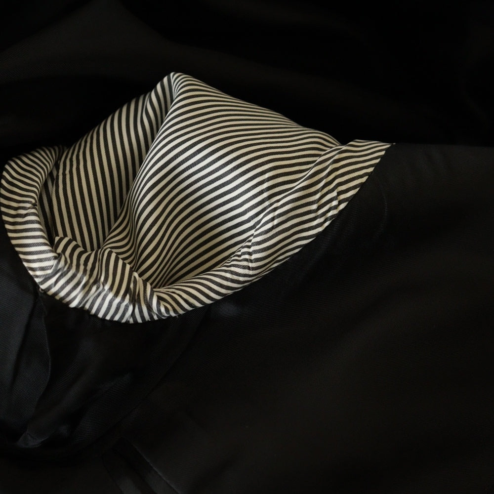 CELINE(セリーヌ) エディ期 ピンストライプ総柄 ウール ダブルブレスト ピークドラペル テーラードジャケット ネイビー 2V52F503R