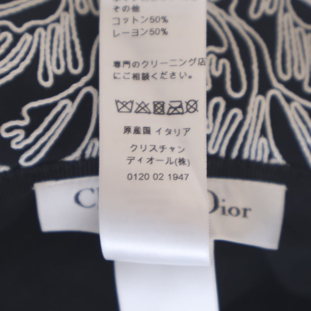Christian Dior(クリスチャンディオール) エンブロイダリー バケットハット 帽子 ブラック×ホワイト