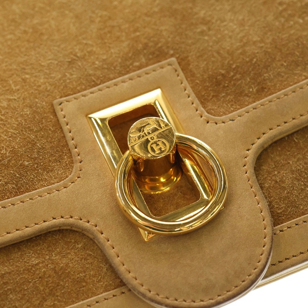 HERMES(エルメス) リングドゥ ドブリス スエードレザー ターンロック ショルダーバッグ ゴールド金具 ベージュ 〇J刻印