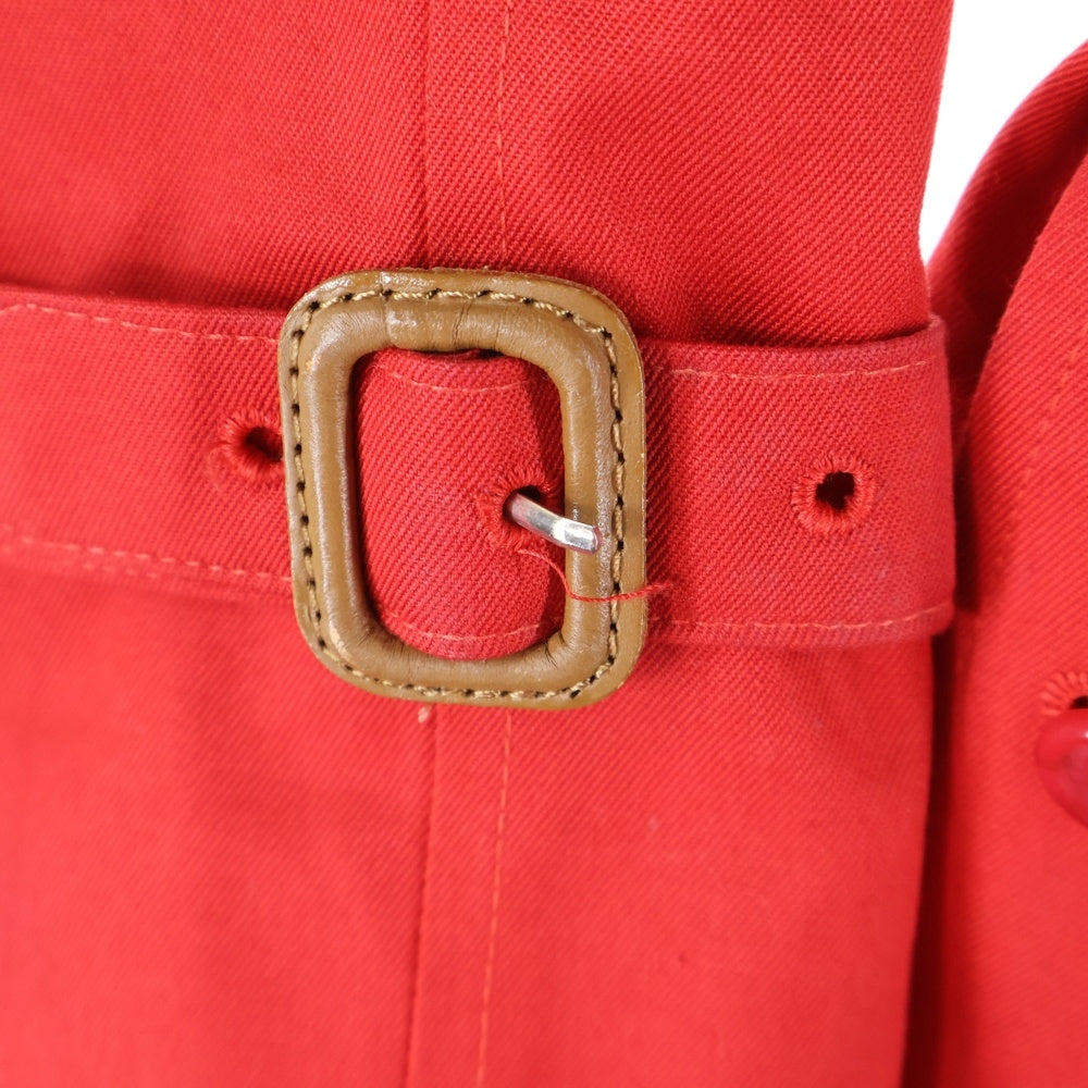 BURBERRY(バーバリー) 裏地ノバチェック総柄 ウールライナー付き コットン ラグランスリーブ トレンチ ロング コート レッド