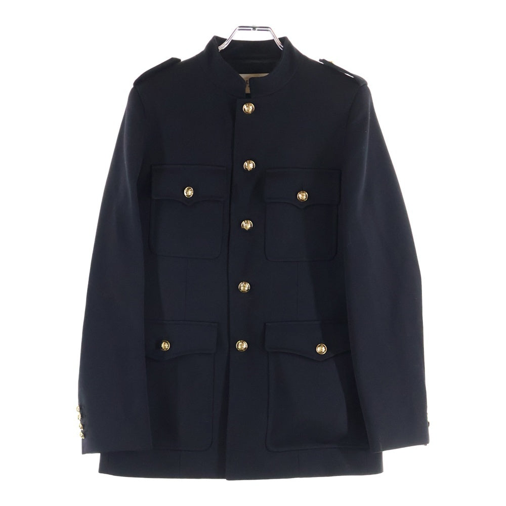 CELINE(セリーヌ) エディ期 ゴールドボタン ウール オフィサー ミリタリージャケット ブラック 2V34G092D.38NO