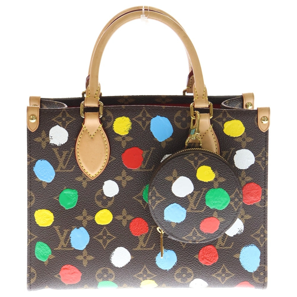 LOUIS VUITTON(ルイヴィトン) LV×YK 草間彌生コラボ モノグラム オンザゴーPM 2WAY レザーハンドバッグ ショルダーバッグブラウン/マルチカラー M46380