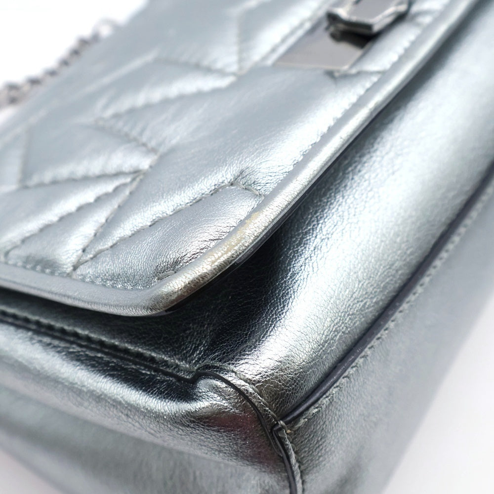 JIMMY CHOO(ジミーチュウ) ヘリア スターキルティング ショルダーバッグ シルバー レザー レディース