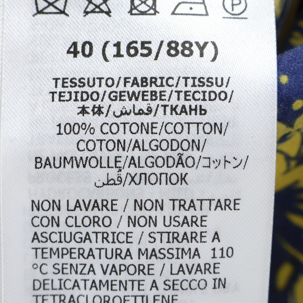 GUCCI(グッチ) フラワー総柄プリント ボウカラー ハーフスリーブ ロング ワンピース イエロー/ネイビー レディース 741698