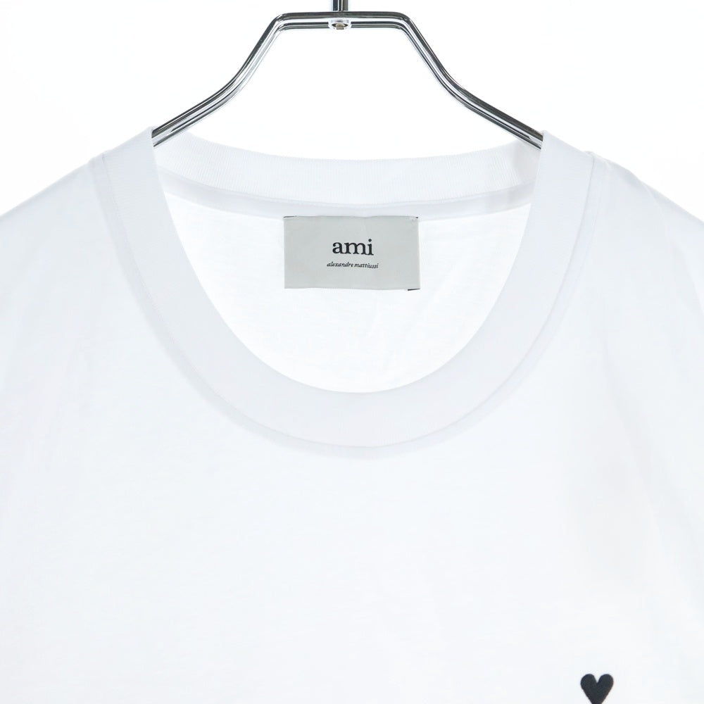 ami(アミ) Ami De Coeur アミ ドゥ クール ハートロゴ刺繍 クルーネック 半袖Tシャツ カットソー ホワイト HTS346.724 レディース