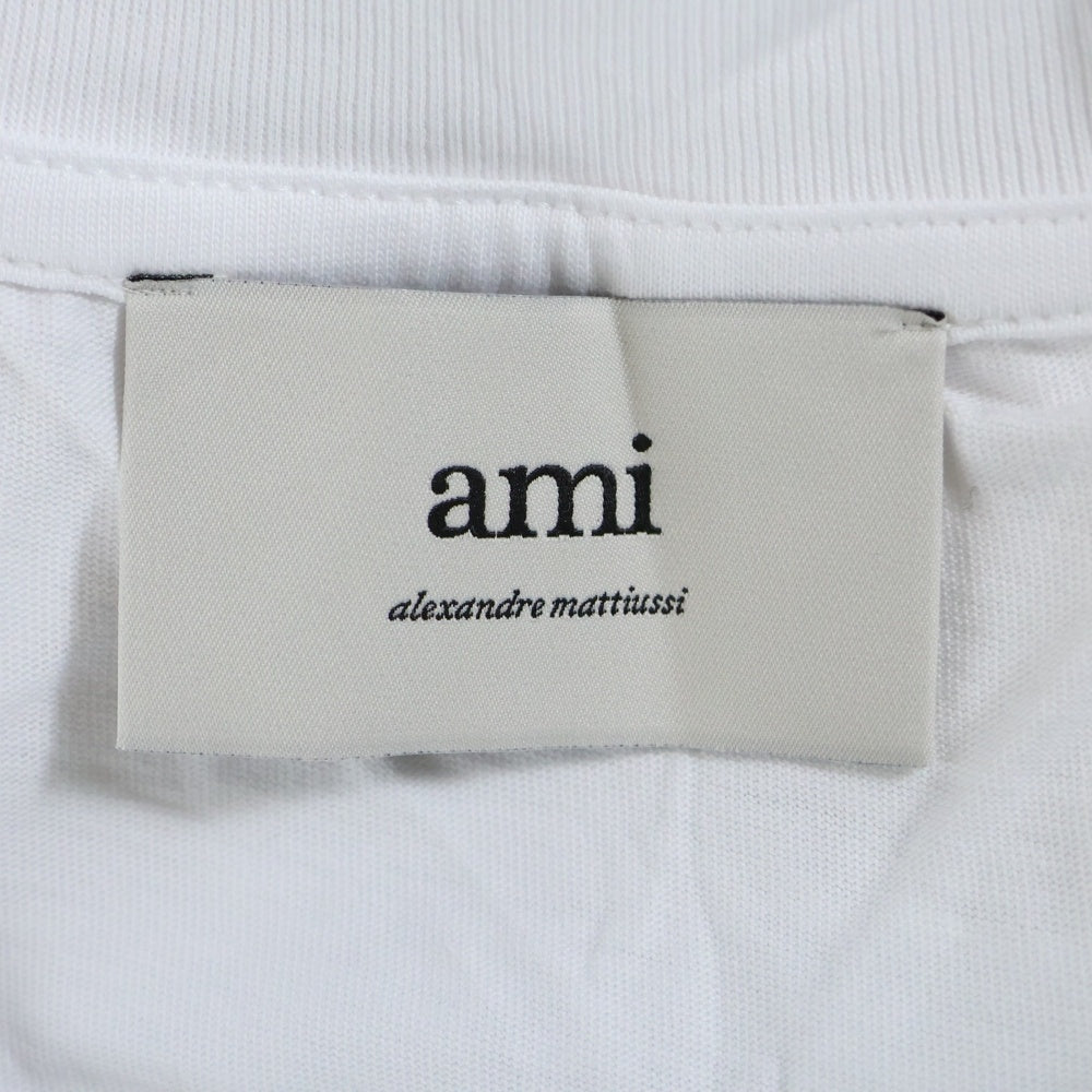 ami(アミ) Ami De Coeur アミ ドゥ クール ハートロゴ刺繍 クルーネック 半袖Tシャツ カットソー ホワイト HTS346.724 レディース
