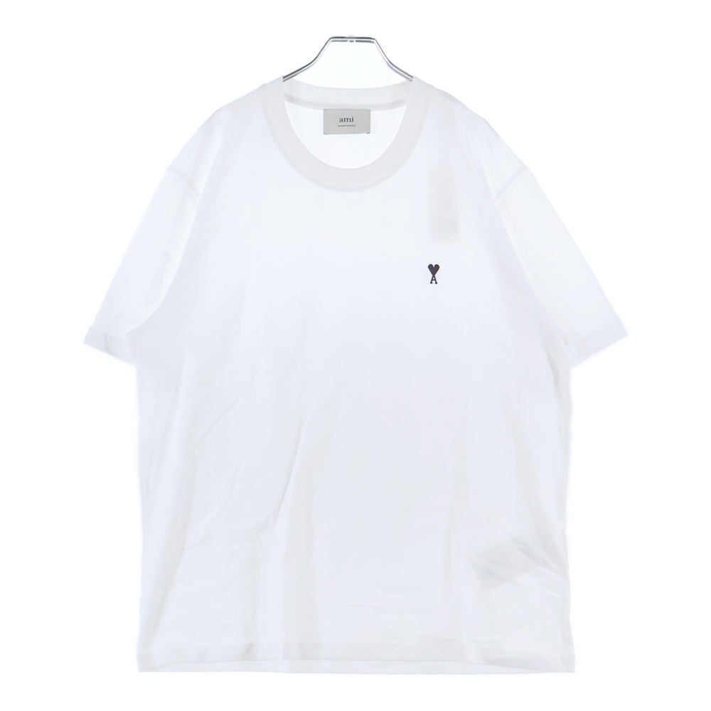 ami(アミ) Ami De Coeur アミ ドゥ クール ハートロゴ刺繍 クルーネック 半袖Tシャツ カットソー ホワイト HTS346.724 レディース