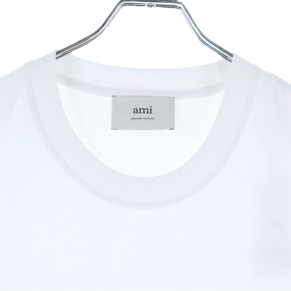 ami(アミ) Ami De Coeur アミ ドゥ クール ハートロゴ刺繍 クルーネック 半袖Tシャツ カットソー ホワイト HTS346.724 レディース