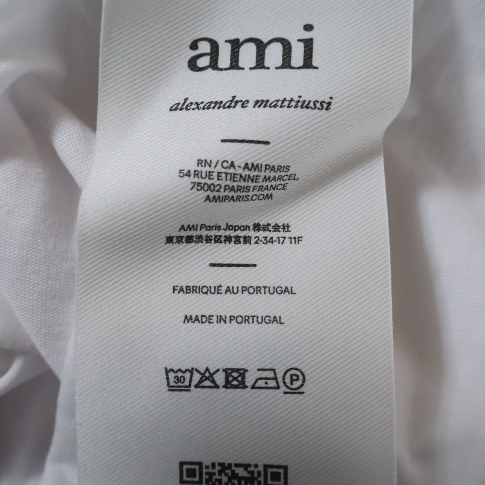 ami(アミ) Ami De Coeur アミ ドゥ クール ハートロゴ刺繍 クルーネック 半袖Tシャツ カットソー ホワイト HTS346.724 レディース