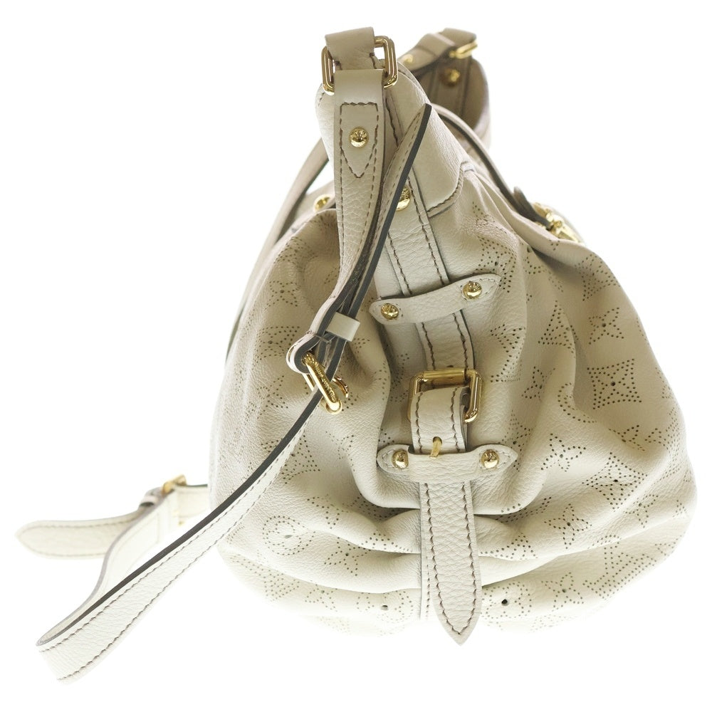 LOUIS VUITTON(ルイヴィトン) モノグラム マヒナ パンチングレザーショルダーバック ハンドバッグ ホワイト アイボリー レザー M95973 ゴールド金具 レディース