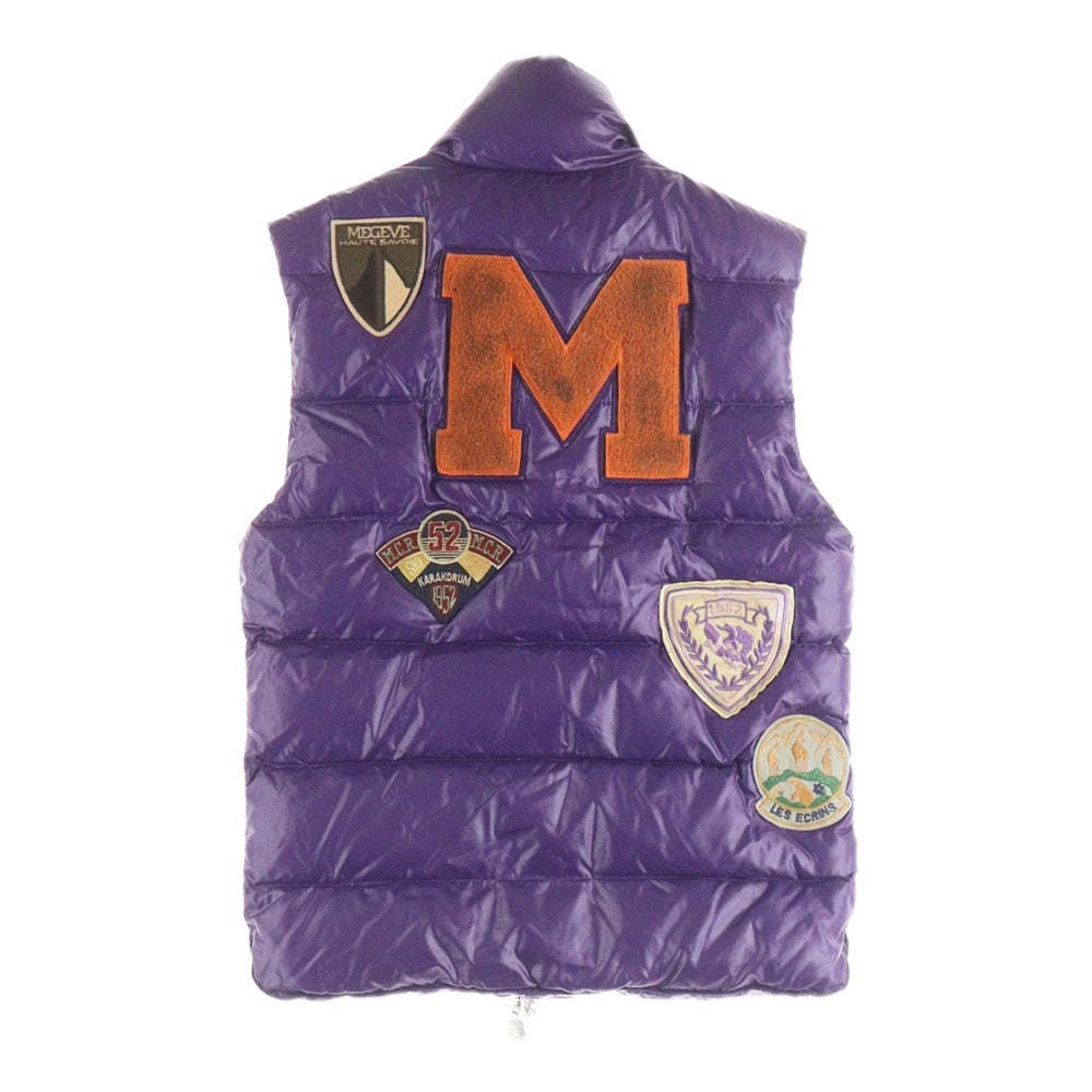 MONCLER(モンクレール) ワッペンロゴ ナンバリング スタンドカラー ジップアップ ダウンベスト パープル 43309 50 68950