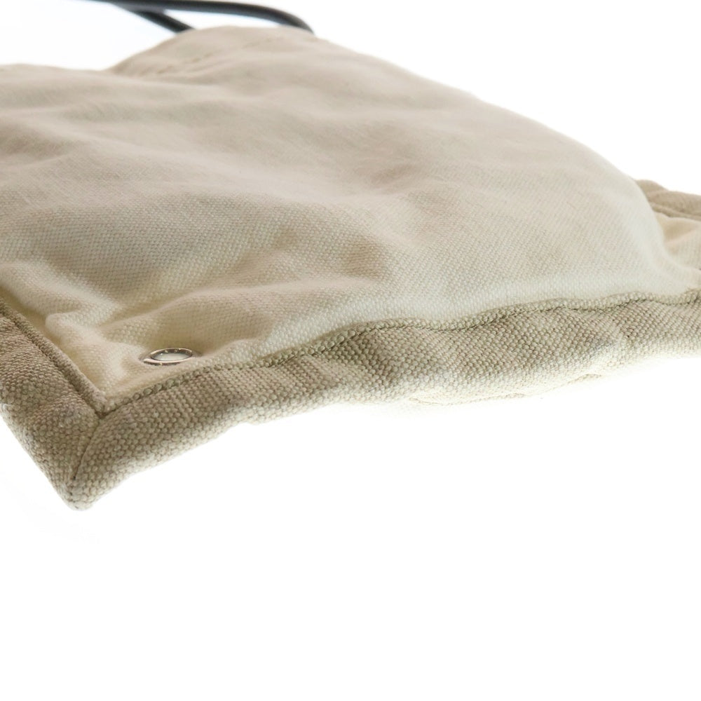 SAINT LAURENT PARIS(サンローランパリ) フラット クロスボディバッグ ハンドバッグ サコッシュ ベージュ×ホワイト レザー×キャンバス 710272 レディース