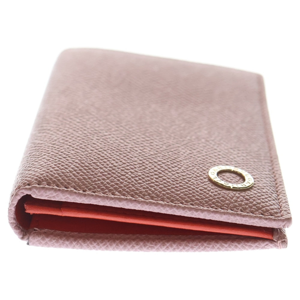 BVLGARI(ブルガリ) カードケース ピンク バイカラー レザー 名刺繍れ レディース