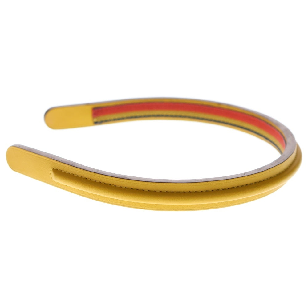 HERMES(エルメス) カチューシャ イエロー レザー ヘッドバンド レディース