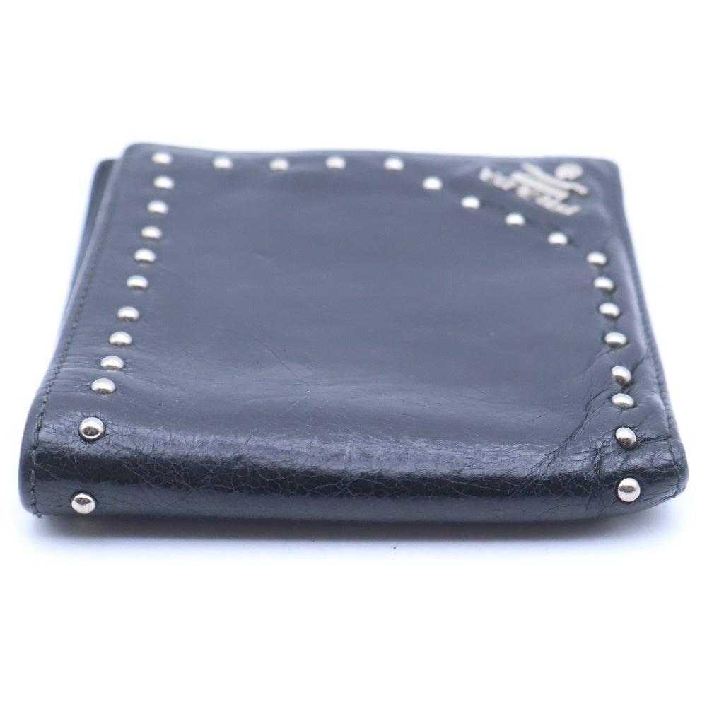 PRADA(プラダ) スタッズ 二つ折り財布 ブラック レザー 2M0513