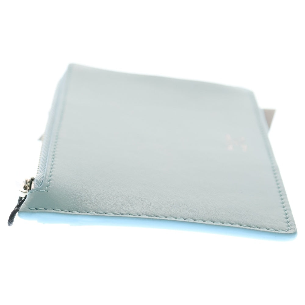 BALENCIAGA(バレンシアガ) ロゴ フラグメントケース コインケース カードケース 小物入れ ライトブルー レザー 7367342 シルバー金具 レディース