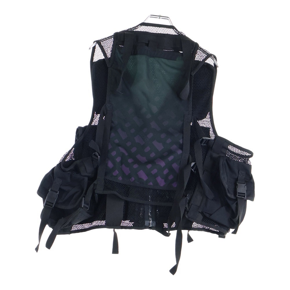 BOSS(ボス) ×KHABY カビー ラメ ワッペンロゴ メッシュ ナイロン テクニカル マルチポケット ジップアップ ベスト ブラック 10250002