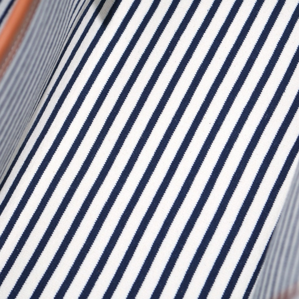 CELINE(セリーヌ) カバタイス ラージ トートバッグ ボーダー ホワイト×ネイビー キャンバス レディース