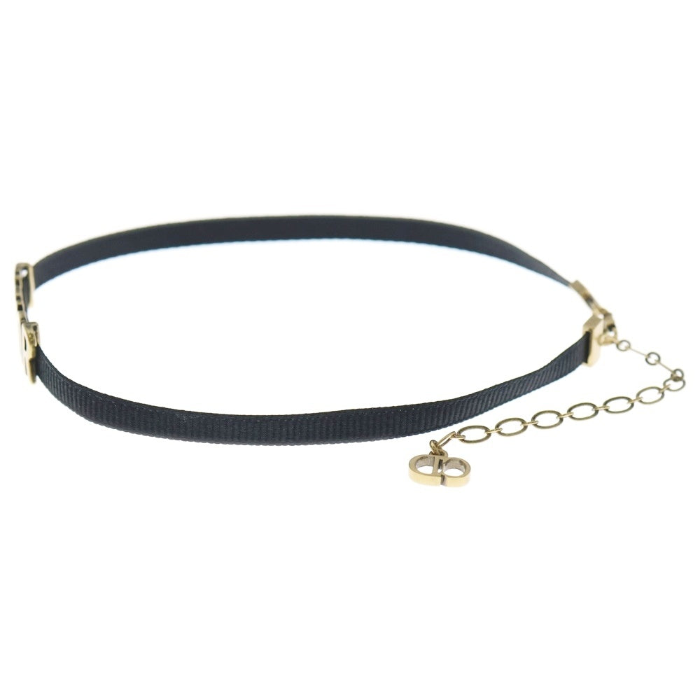Christian Dior(クリスチャンディオール) ロゴチョーカー ネックレス ブラック×ゴールド