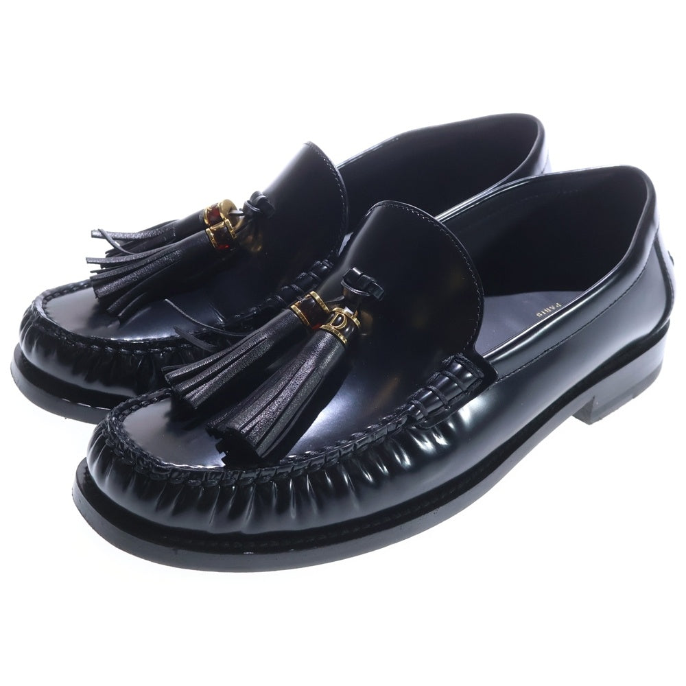Christian Dior(クリスチャンディオール) D-ACADEMY アカデミー タッセル ギャザー ブラッシュドカーフスキン レザー ローカットシューズ ローファー ブラック レディース KDB819ACA90040