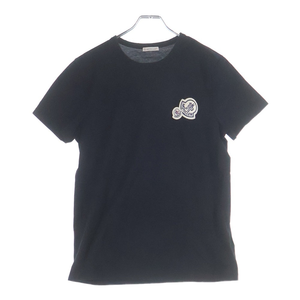 MONCLER(モンクレール) 19AW ワッペンロゴ クルーネック 半袖Tシャツ カットソー ブラック E20918032500 8390Y