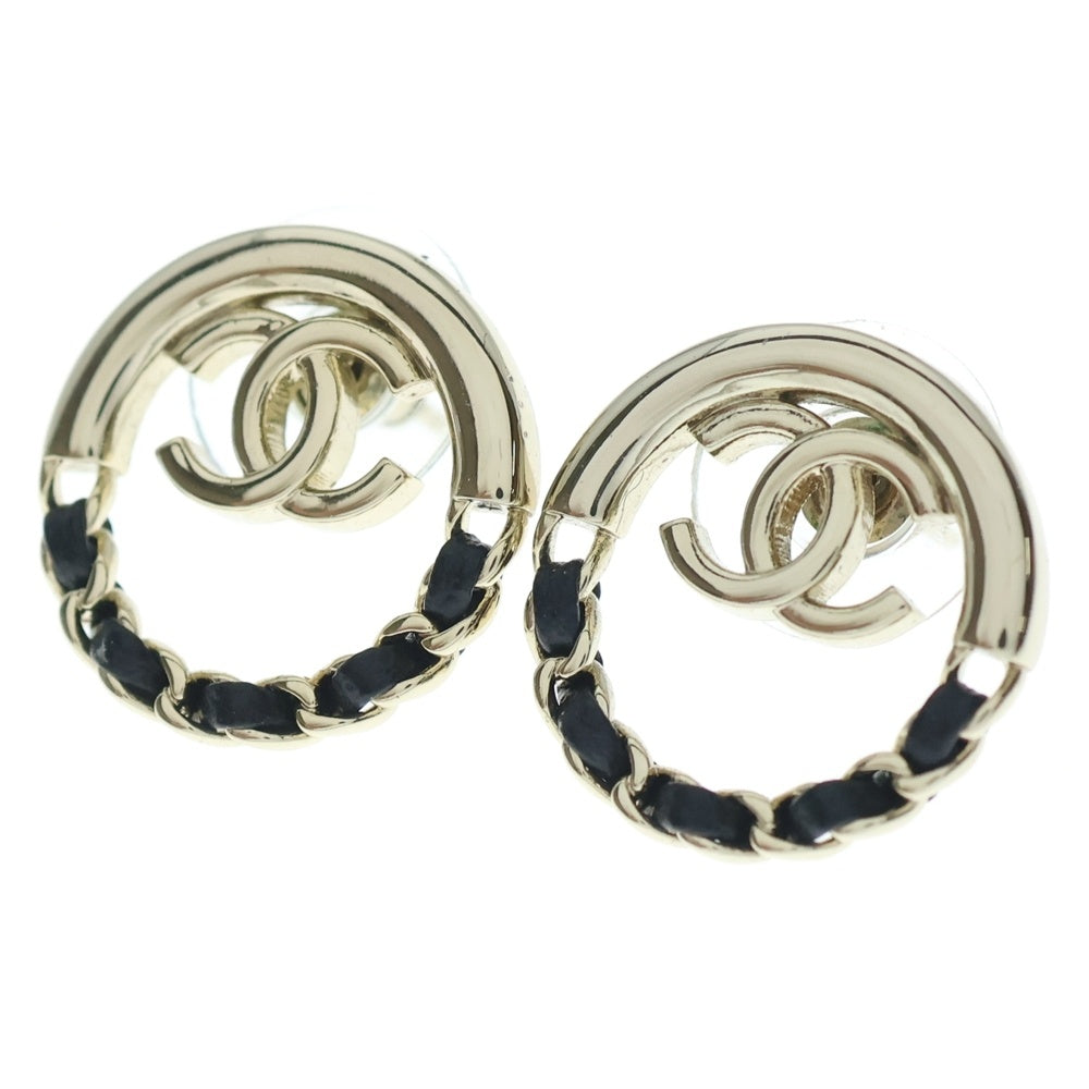 CHANEL(シャネル) ココマーク ラウンドピアス ゴールド×ブラック AB7845 レディース