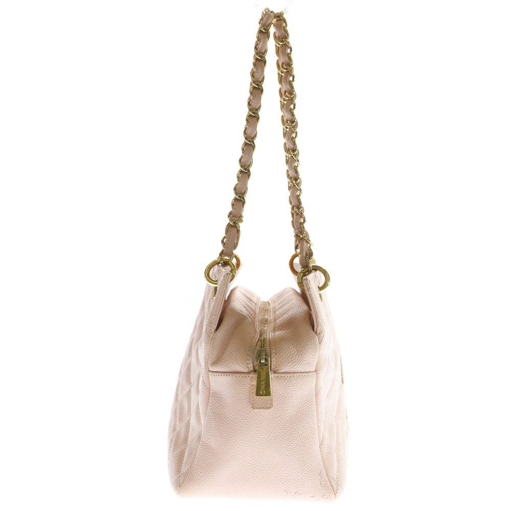 CHANEL(シャネル) マトラッセ ハンドバッグ ショルダーバッグ チェーントートバッグ ピンク キャビア ゴールド金具 レディース