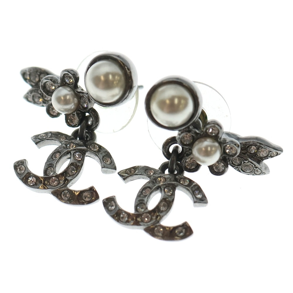 CHANEL(シャネル) パール ココマーク ラインストーン フラワーピアス シルバー レディース