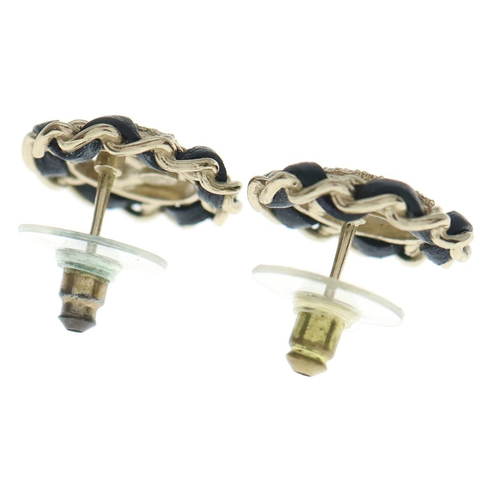 CHANEL(シャネル) ココマーク ラウンドチェーン ラインストーン ピアス ゴールド×ブラック レディース