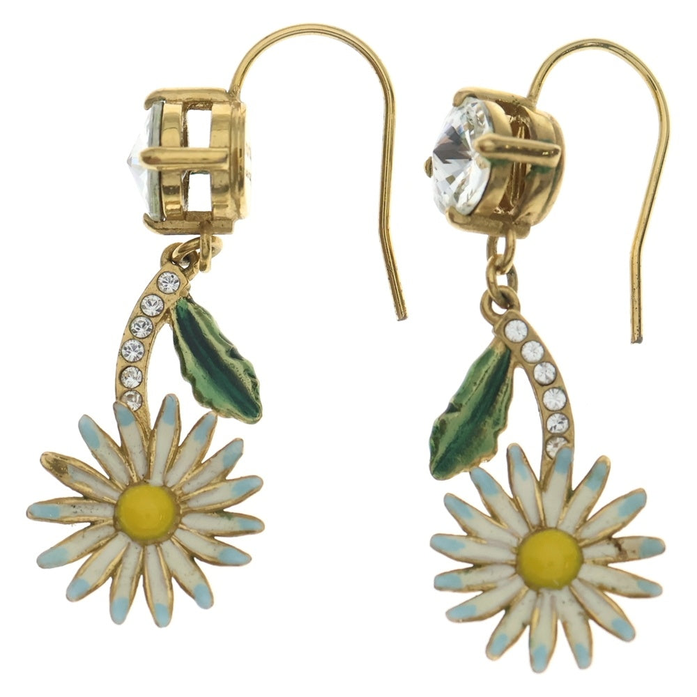 miumiu(ミュウミュウ) フラワーモチーフ ラインストーン ピアス ゴールド レディース