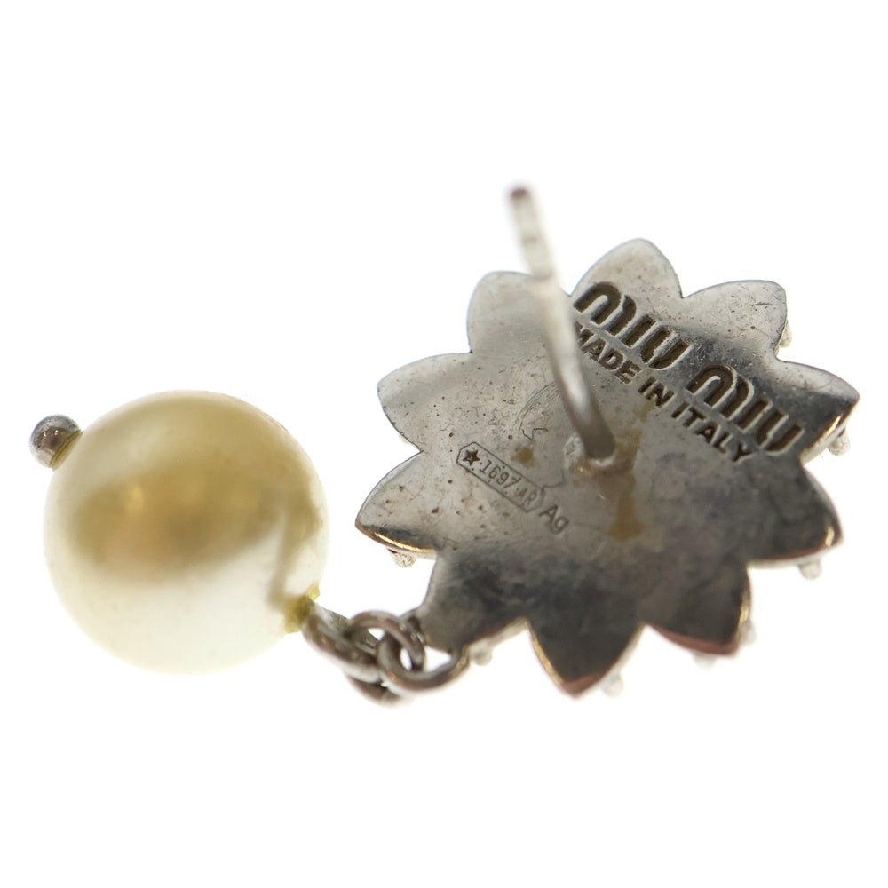 miumiu(ミュウミュウ) ラインストーン パール フラワーピアス シルバー レディース