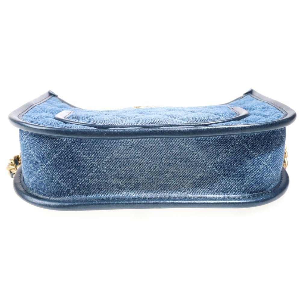 CHANEL(シャネル) ココマーク マトラッセ ホーボー レザー切替デニムチェーンショルダーバッグ ブルー GD金具 AS4666 レディース