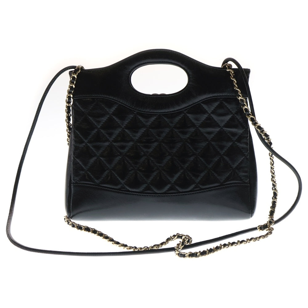 CHANEL(シャネル) シャネル 31 ミニショッピングバッグ ショルダーバッグ ブラック シャイニーカーフ ゴールド金具 レディース