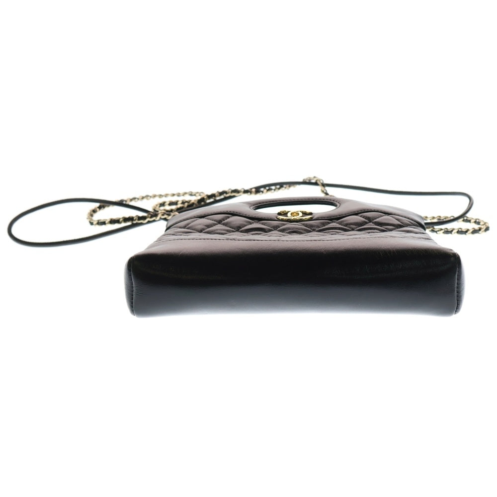 CHANEL(シャネル) シャネル 31 ミニショッピングバッグ ショルダーバッグ ブラック シャイニーカーフ ゴールド金具 レディース