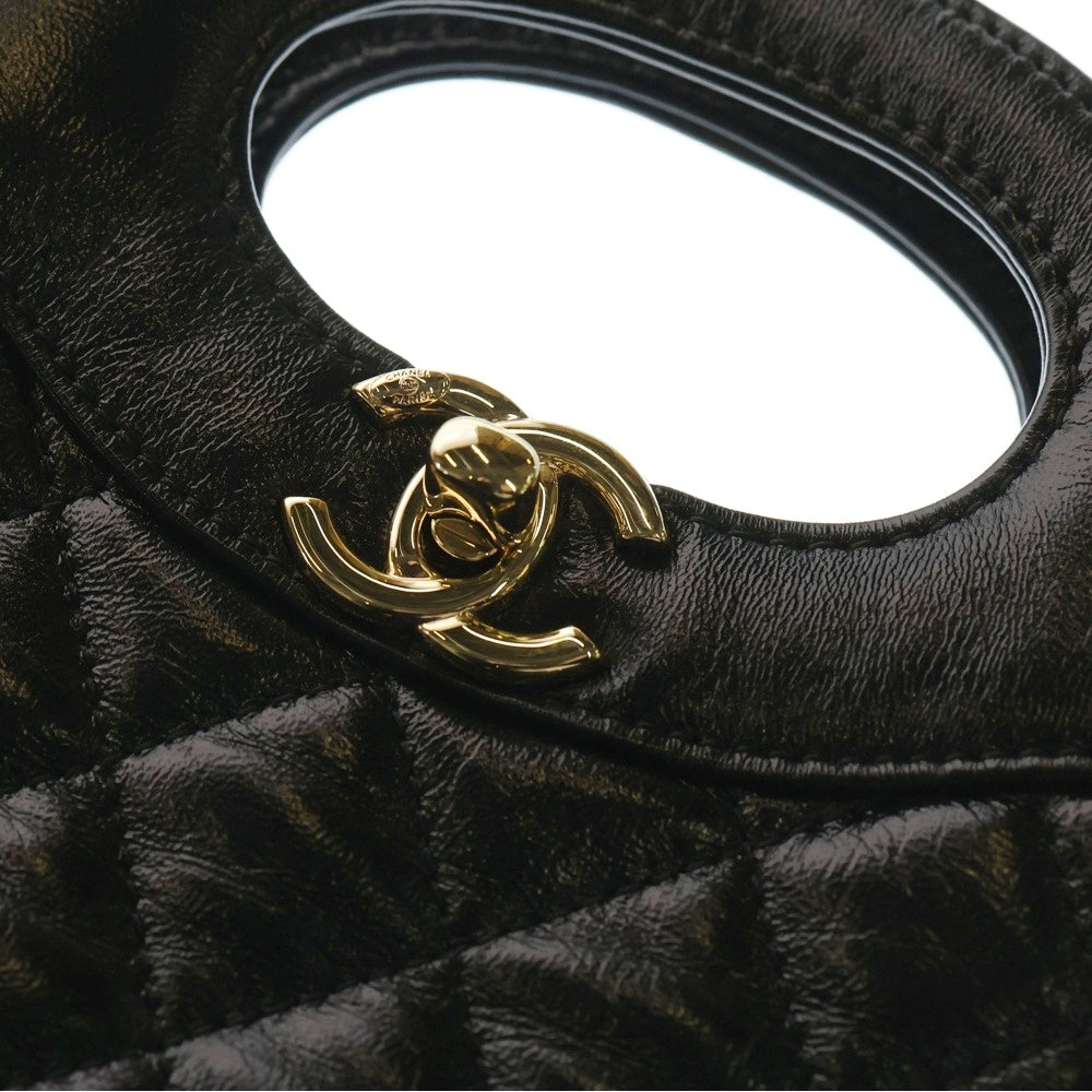 CHANEL(シャネル) シャネル 31 ミニショッピングバッグ ショルダーバッグ ブラック シャイニーカーフ ゴールド金具 レディース