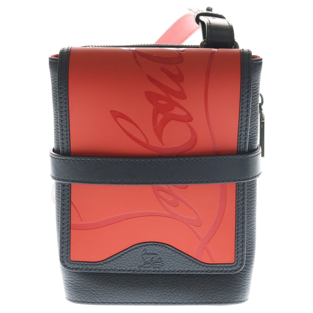 CHRISTIAN LOUBOUTIN(クリスチャンルブタン) Benech Reporter ベネッシュリポーター ラバー切替レザーロゴショルダーバッグ ブラック×レッド 3205096 レディース