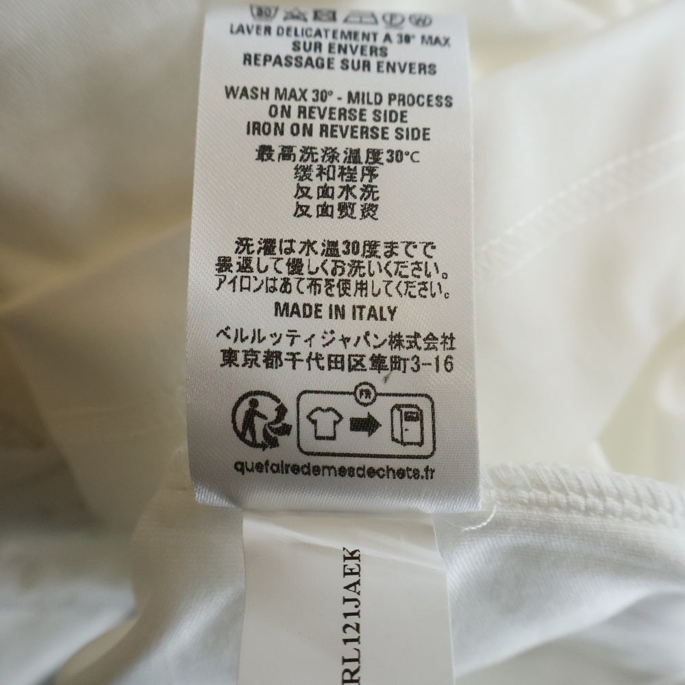 Berluti(ベルルッティ) カリグラフィ フロント刺繍デザイン クルーネック長袖Tシャツロングスリーブカットソー ロンT ホワイト