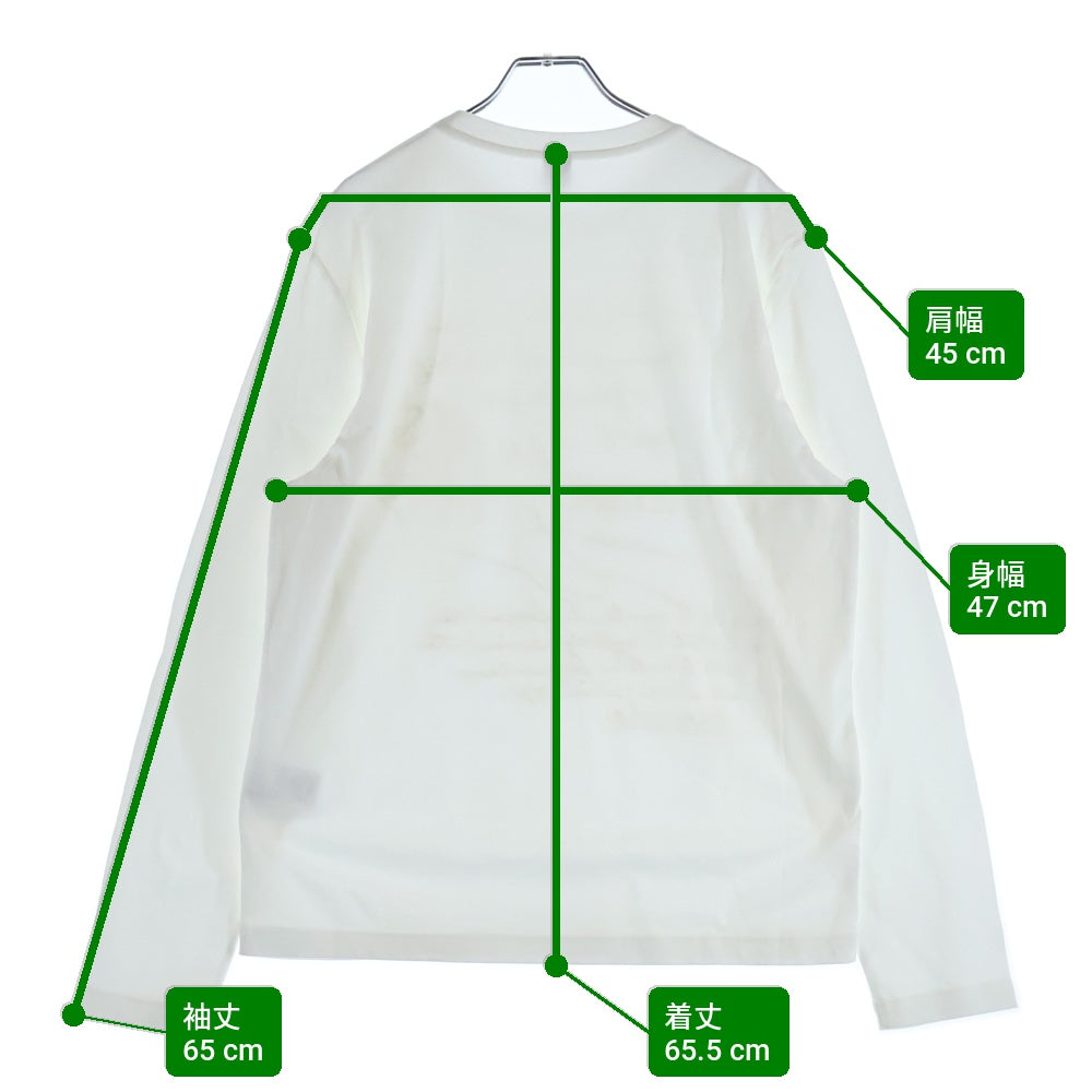 Berluti(ベルルッティ) カリグラフィ フロント刺繍デザイン クルーネック長袖Tシャツロングスリーブカットソー ロンT ホワイト