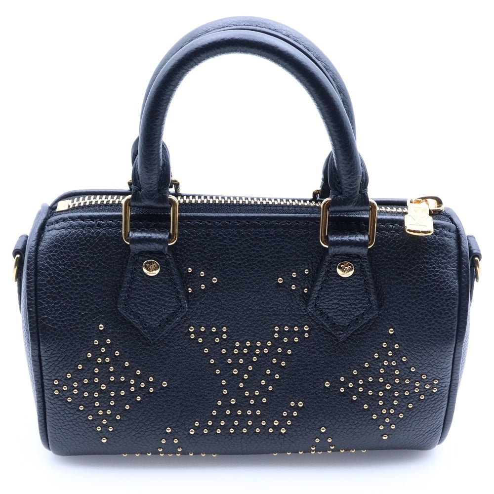 LOUIS VUITTON(ルイヴィトン) モノグラム アンプラント ナノスピーディ 2WAYバッグ ボストンバッグ ショルダーバッグ ミニバッグ ブラック スタッズ レザー M46745 ゴールド金具 レディース