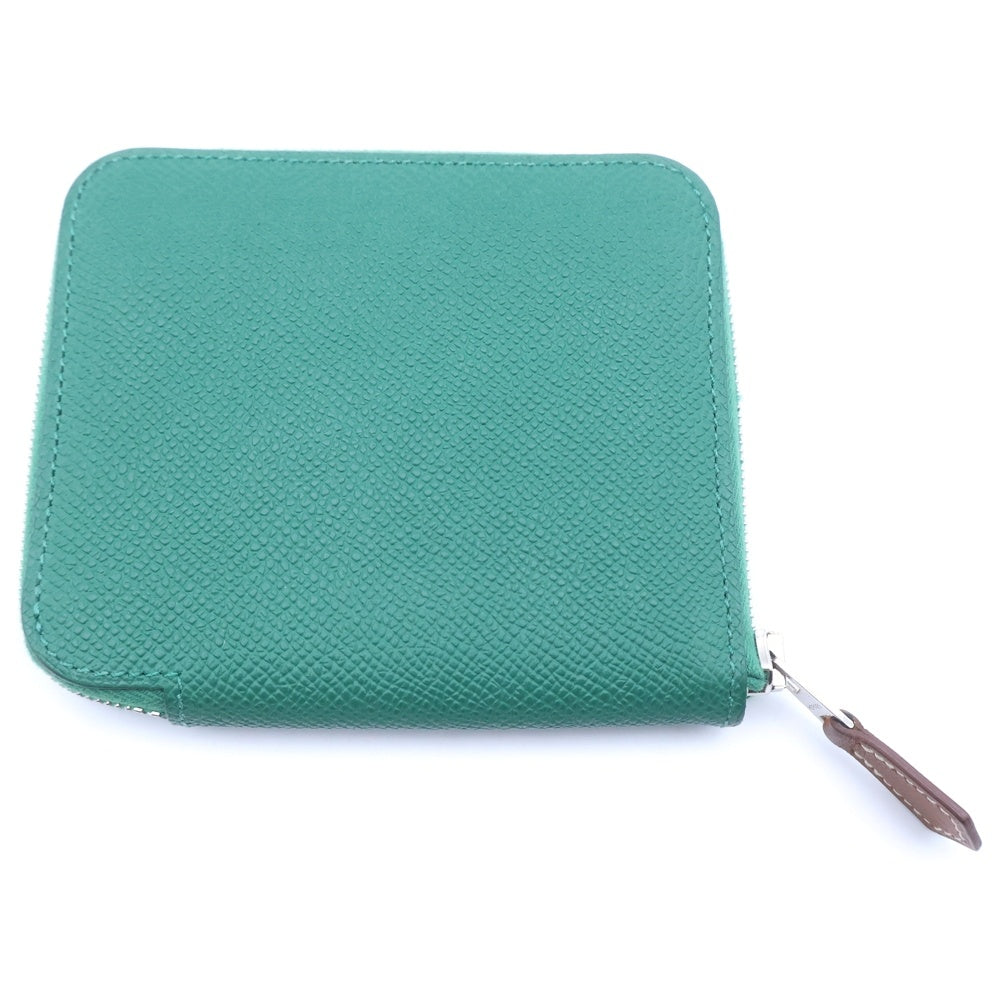 HERMES(エルメス) アザップ シルクインコンパクト ウォレット 財布 コインケース エプソン グリーン W刻印 シルバー金具 レディース