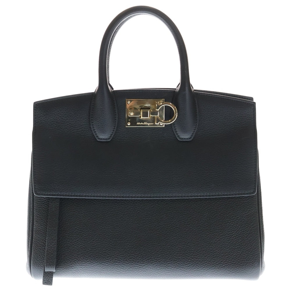 FERRAGAMO(フェラガモ) ガンチーニ スタジオ 2WAY ハンドバッグ ショルダーバッグ ブラック レザー レディース
