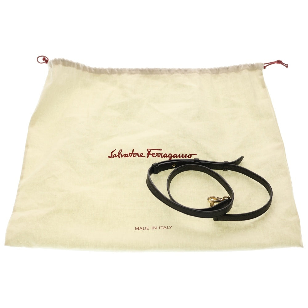 FERRAGAMO(フェラガモ) ガンチーニ スタジオ 2WAY ハンドバッグ ショルダーバッグ ブラック レザー レディース