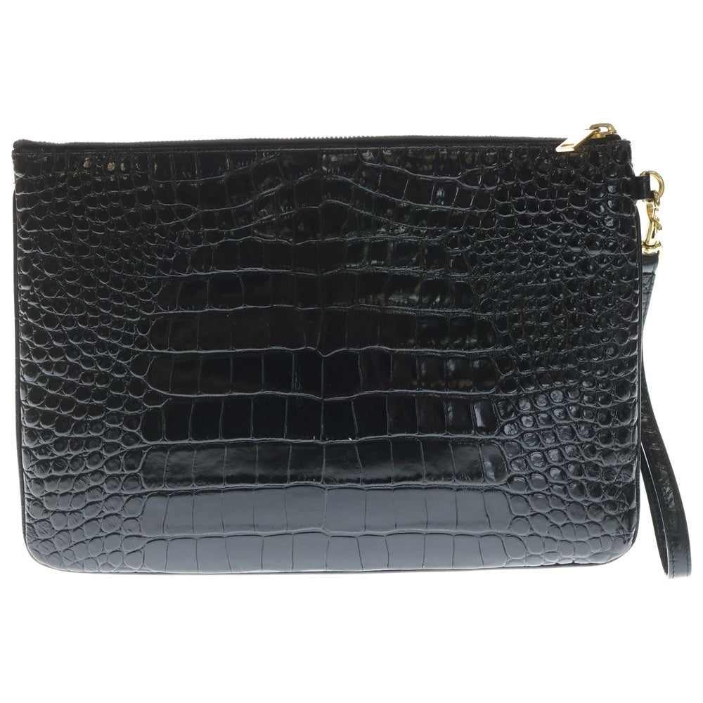 SAINT LAURENT PARIS(サンローランパリ) カサンドラ クラッチバッグ セカンドバッグ ケース ポーチ 収納 ブラック 型押しクロコ レザー ゴールド金具 レディース