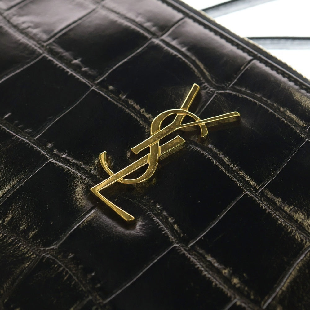 SAINT LAURENT PARIS(サンローランパリ) カサンドラ クラッチバッグ セカンドバッグ ケース ポーチ 収納 ブラック 型押しクロコ レザー ゴールド金具 レディース