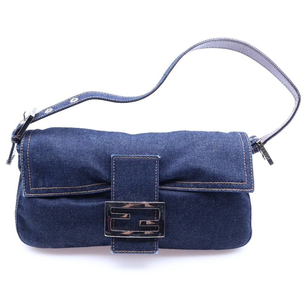 FENDI(フェンディ) マンマバケット ハンドバッグ ワンショルダーバッグ デニム インディゴブルー シルバー金具 レディース